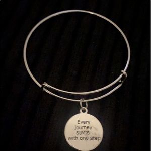 Silver Expandable Bracelet with Charm